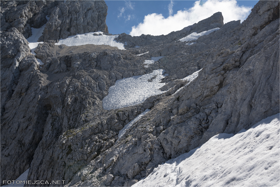 widok na przełęcz Falsche Grießkarscharte Jubiläumsgrat Grań Jubileuszowa z Alpspitze na Zugspitze Alpy Bawarskie
