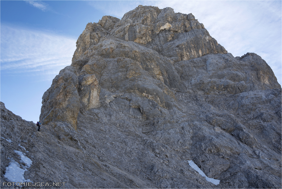 zejście z Innere Höllentalspitze Jubiläumsgrat Grań Jubileuszowa na Zugspitze Alpy Bawarskie
