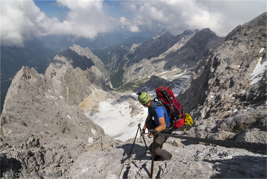 ferrata z Zugspitze do Doliny Höllental Jubiläumsgrat Grań Jubileuszowa Alpy Bawarskie