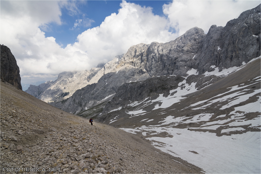lodowiec Höllentalferner Dolina Höllental Alpy Bawarskie